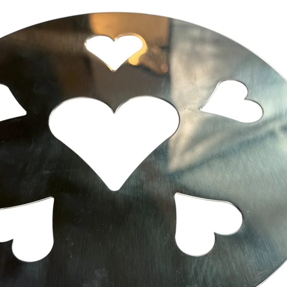 Crate and Barrel Cupcake / Cake Stencil, Stainless Steel. Hearts Valentine's Day